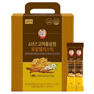 (Набор) Сироп с красным 6-летним женьшенем и маточным молочком Jungwonsam 6 Years Old Korean Red Ginseng Extract &amp; Royal Jelly Stick, 10гр*100шт