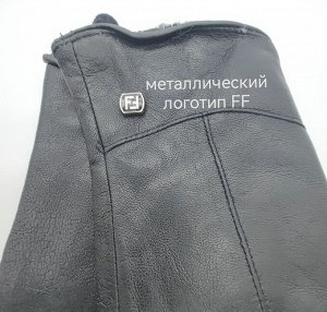 Перчатки женские кожаные черные логотип FF