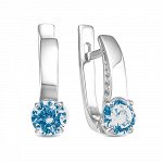 Серебряные серьги с топазом лондон и фианитом синт. 121-1622TL