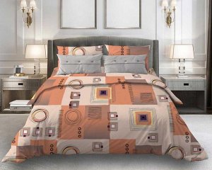 Комплект постельного белья 1,5-спальный, бязь "Комфорт" (Графика, оранжевый)