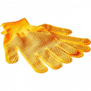 Перчатки нейлоновые, вязка класс 13, с ПВХ точками, размер 10, оранжевые