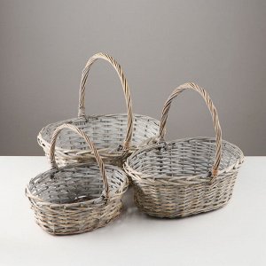 Набор корзин «Плетёнка», 3 шт, 38x30x14/35 см, 32x25x11/27 см, 27x21x10/25 см, ива, микс