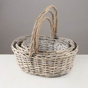 Набор корзин «Плетёнка», 3 шт, 38x30x14/35 см, 32x25x11/27 см, 27x21x10/25 см, ива, микс