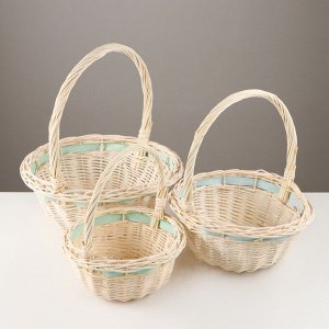 Набор корзин, 3 шт, 33x14/36 см, 28x12/31 см, 24x11/27 см, ива