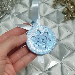 Гипсовое аромасаше AROMA BOX Снежинка голубая с блёстками
