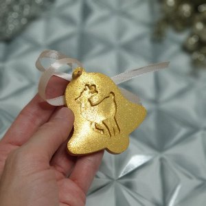 Гипсовое аромасаше AROMA BOX Колокольчик золотой с блёстками