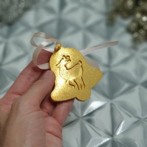 Гипсовое аромасаше AROMA BOX Колокольчик золотой с блёстками
