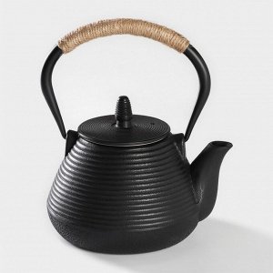 Чайник чугунный Доляна «Атьяф», 1 л, с ситом, цвет чёрный