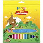 Карандаши &quot;Зверята&quot; 24цв., заточен., картон. уп., европодвес