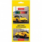 Карандаши &quot;Машинки&quot; 12цв., заточен., картон. уп., европодвес