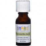 Aura Cacia, 100% чистое эфирное масло, цитронелла ява, 0,5 жидких унций (15 мл)
