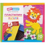 Пластилин ArtSpace, 10 цветов, со стеком, картон
