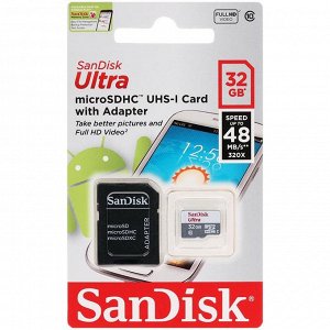 Карта памяти MicroSDHC Ultra 32GB Class 10 SanDisk (адаптер SD)