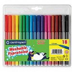 Фломастеры Centropen &quot;Пингвины&quot;, 18цв., смываемые, ПВХ