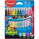 Фломастеры Maped &quot;Jungle&quot;, 12цв., смываемые, картон, европодвес