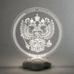 Подставка световая &quot;Герб России&quot;, 22.5х19 см, 7 LED, SMD3528, 3хААА (не в компл.), Т-БЕЛЫЙ