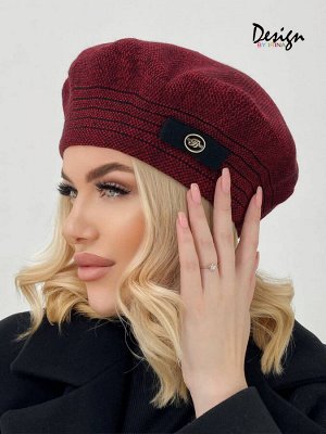 Вязаный берет Келли (красн. меланж)