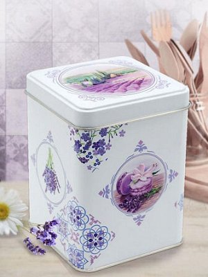 Банка жестяная "Лаванда 5" 8,7х8,7х11,4см 860мл