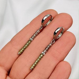 Серьги длинные из зеленого Апатита и Лабрадора