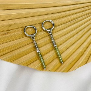 Серьги длинные из зеленого Апатита и Лабрадора