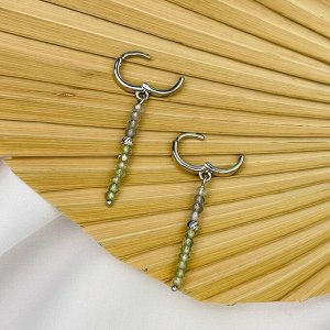 Серьги длинные из зеленого Апатита и Лабрадора