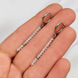 Серьги длинные из Розового кварца