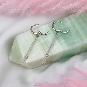 Серьги длинные из Розового кварца
