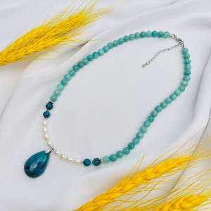 Бусы из Амазонита, Хризоколлы и Жемчуга