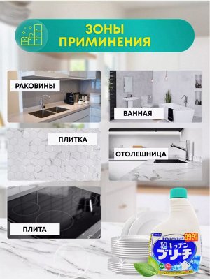 Универсальное кухонное моющее и отбеливающее пенное средство с возможностью распыления (запасная бутылка) 0.4л