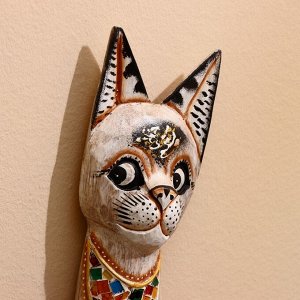 Сувенир «Кошка серая с мозаичными вставками», 80x13x7 см, дерево