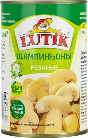 Шампиньоны резаные Lutik 425мл ж/б ключ