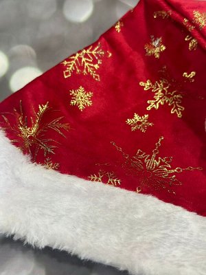 Шапка плотная со снежинками  новогодняя Деда Мороза (Санта Клауса)