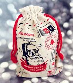 Мешок подарочный тканевый Доставка Деда Мороза