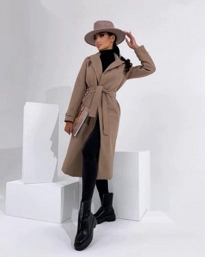 Пальто кашемировое длинное с поясом женское