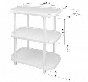 Этажерка Полка 3-х секционная МРАМОРНАЯ. 
Размер полки в собранном виде: 492*307*582мм

Очень удобная и компактная, но в то же время вместительная, этажерка прекрасно впишется в пространство любого по