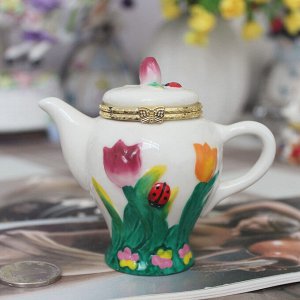 Пасхальное украшение Шкатулка Чайник заварочный "Тюльпаны"