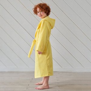 Халат махровый детский Экономь и Я, цвет светло-жёлтый, 100% хлопок 320 г/м2