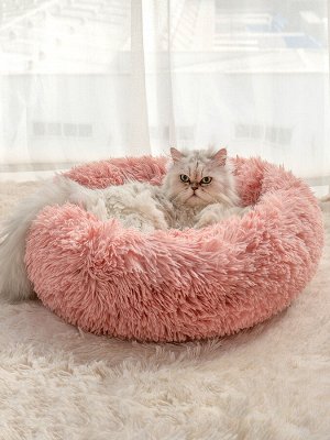 Лежанка "Бублик" для кошек, собак мелких пород. 50 см. Пудра