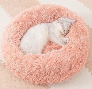 Лежанка "Бублик" для кошек, собак мелких пород. 50 см. Пудра