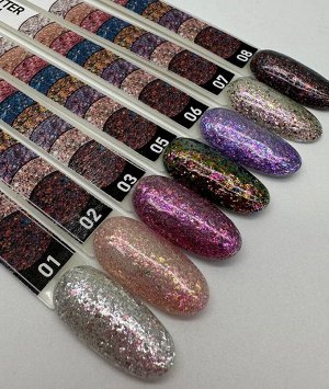 Гель-лак для ногтей жидкая слюда &quot;GLITTER GEL&quot; 7 мл Giorgio Capachini №01
