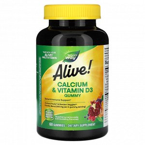 Nature&#039;s Way, Alive!, кальций и витамин D3, 60 жевательных конфет