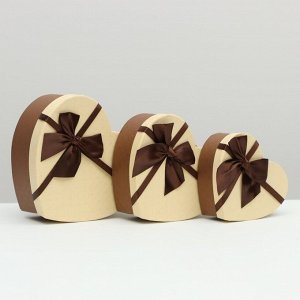 Набор подарочных коробок 3 в 1 Сердца, коричневый, 21x19x9 - 15.5x14x6 см