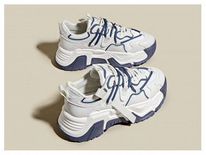Женские кроссовки на толстой подошве, цвет белый/синий