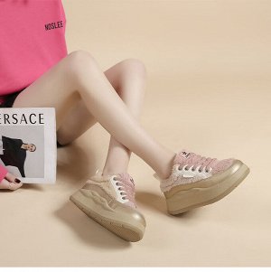 Женские кроссовки утепленные, с мехом, цвет золотистый/розовый