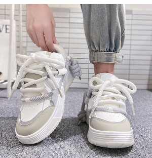 Мужские кроссовки, с объемными шнурками, цвет серый