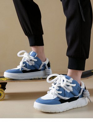 Мужские кроссовки, с объемными шнурками, цвет синий