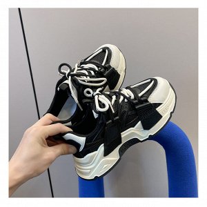 Женские кроссовки на толстой подошве, цвет белый/черный
