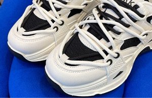 Женские кроссовки на высокой платформе, цвет белый/черный