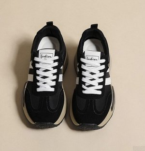 Женские кроссовки на платформе, цвет черный