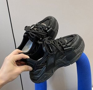 Женские кроссовки на толстой подошве, цвет черный